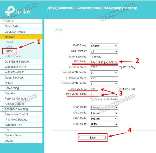 телевидение ростелеком тп-линк влан